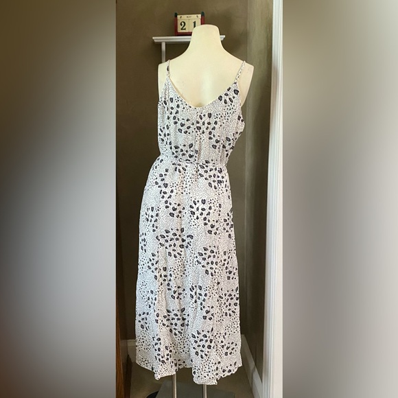 Sienna Sky Dress Black White Dot Dress Adjustable Spaghetti Strap Button Front L - Picture 3 of 12